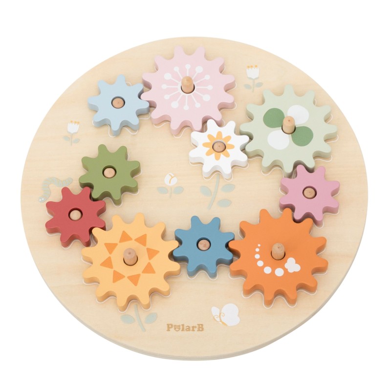Viga PolarB Drevené ozubené kolesá | Montessori hračka s mechanizmom (Záhrada)
