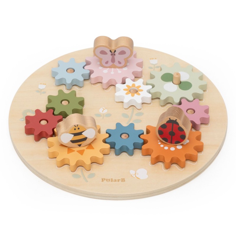 Viga PolarB Drevené ozubené kolesá | Montessori hračka s mechanizmom (Záhrada)