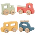 Viga PolarB Drevené vozidlá 4 ks | Vlak, Hasiči, Autobus a Lietadlo