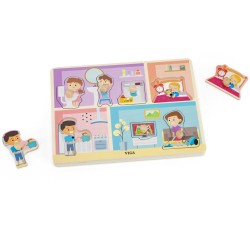 Viga Drevené zvukové puzzle Denné aktivity | Interaktívna vkladačka pre najmenších