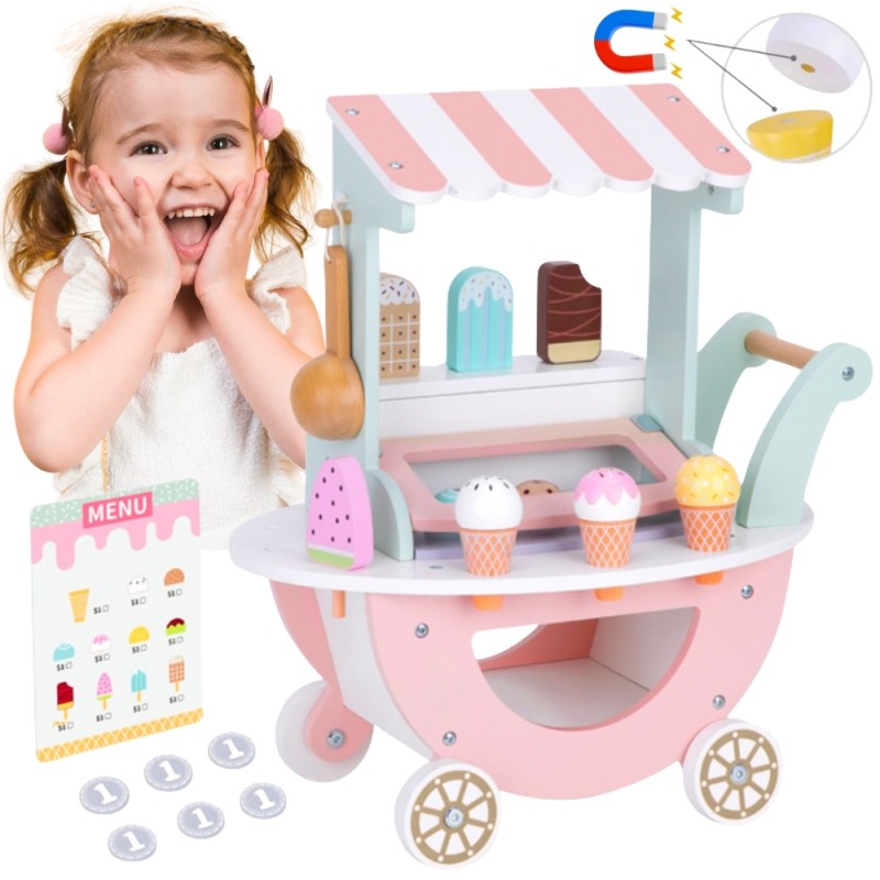 WOOPIE GREEN Lodziarnia XXL Sklepik Pastelowy Wózek z Lodami