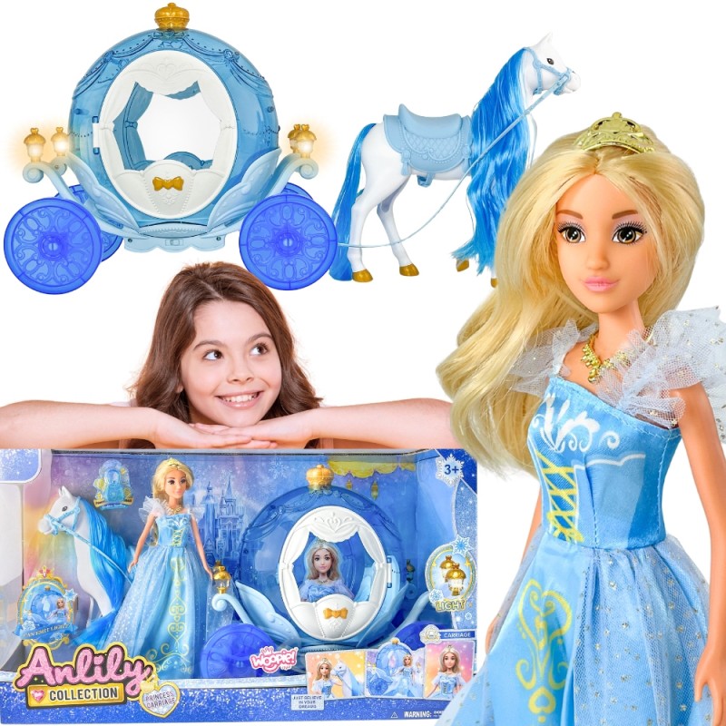 WOOPIE ROYAL Lalka Lodowa Księżniczka Lily i Magiczny Duży Powóz Karoca Akcesoria