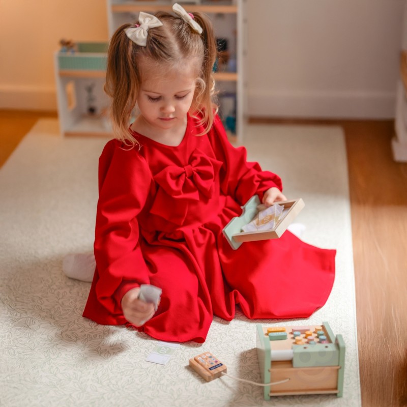 WOOPIE GREEN Drewniana Kasa Sklepowa Edukacyjna z Akcesoriami 23 el. FSC