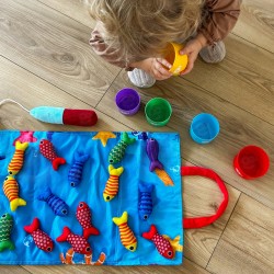 WOOPIE Chytanie rybičiek pre bábätká | Mäkká sada na učenie počítania 22 ks