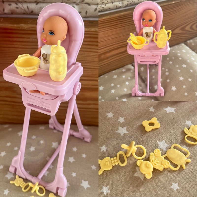 WOOPIE ROYAL Lalka Lily Bobas Krzesełko do Karmienia Zestaw Akcesoria