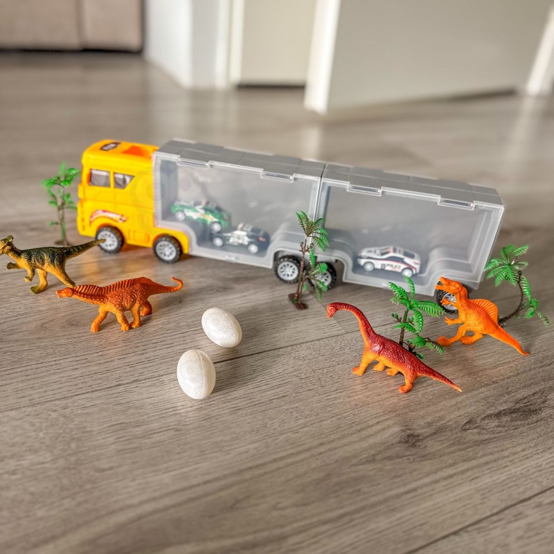 WOOPIE Ciężarówka Transporter 2w1 Zestaw Dinozaurów + Makieta