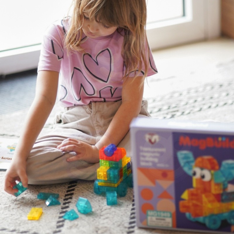 WOOPIE Przezroczyste Magnetyczne Klocki Konstrukcyjne 43 el.