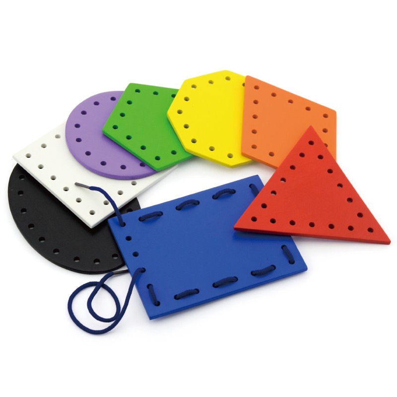 Viga Drevené prevliekacie tvary | Montessori šnurovanie pre jemnú motoriku