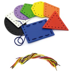 Viga Drevené prevliekacie tvary | Montessori šnurovanie pre jemnú motoriku