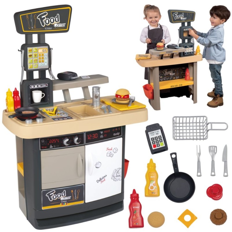 SMOBY Restauracja Bar dla Dzieci 2w1 Kuchnia Jadalnia Akcesoria