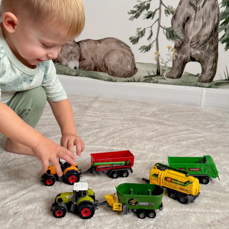 WOOPIE Zestaw Mini Farmera Traktory z Przyczepami