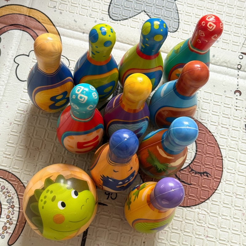 WOOPIE Gra Zręcznościowa Kręgle Miękkie Soft Dinozaury Zestaw 12el.