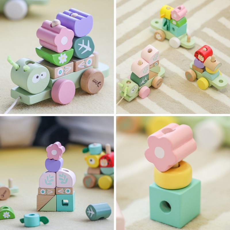 CLASSIC WORLD Montessori Kolejka Gąsienica Drewniana Układanka