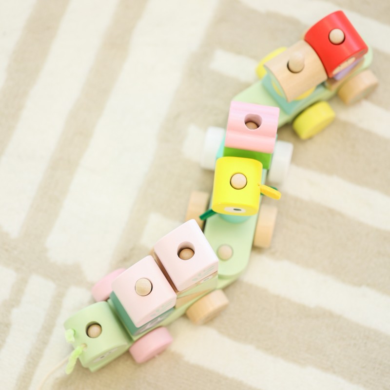 CLASSIC WORLD Montessori Kolejka Gąsienica Drewniana Układanka