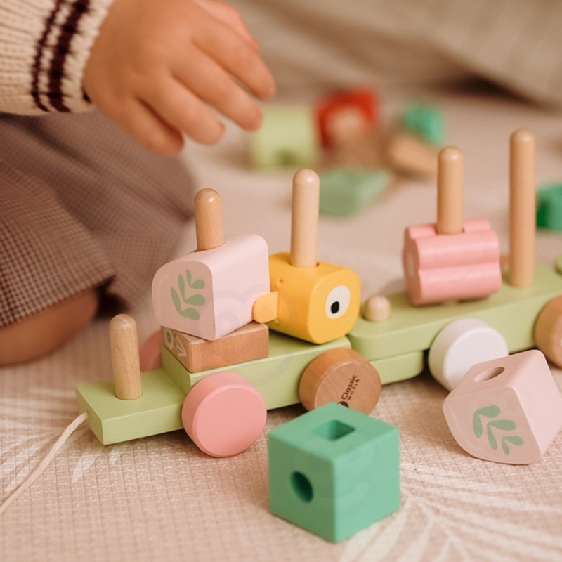 CLASSIC WORLD Montessori Kolejka Gąsienica Drewniana Układanka