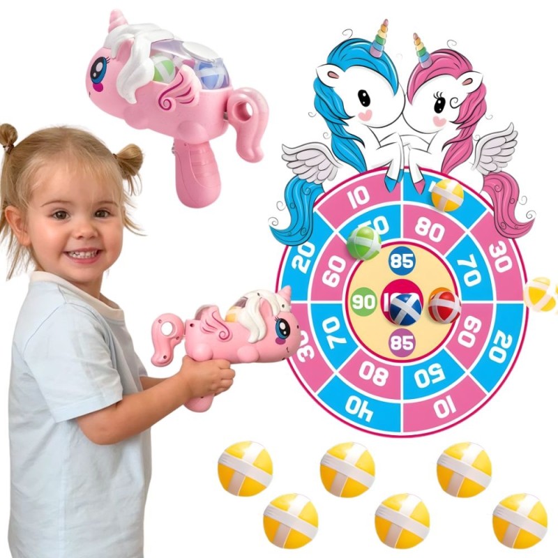 WOOPIE Gra Zręcznościowa w Rzutki na Rzepy Zestaw 2w1 Tarcza Wyrzutnia Jednorożec