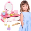 VIGA Drewniana Toaletka Różowa Do Makijażu z Lustrem + Akcesoria