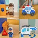 VIGA Drewniany Komisariat Policji Radiowóz 3 poziomy 14 el