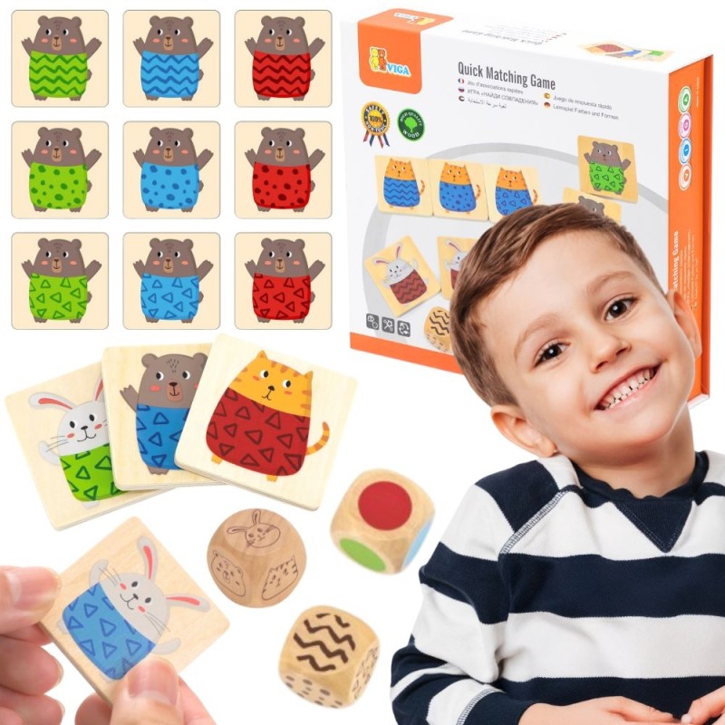 VIGA Drewniana Układanka Gra w Szybkie Dopasowanie 27 el.