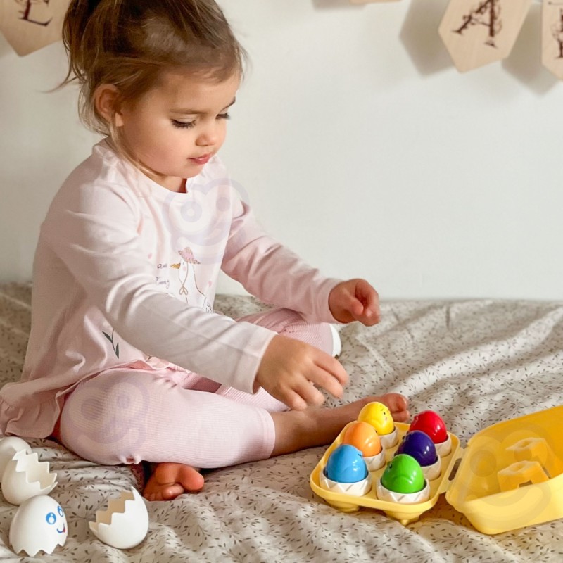 WOOPIE Układanka Sorter Montessori Dopasuj Kształty Wesołe Kurczaczki Jajka 6szt