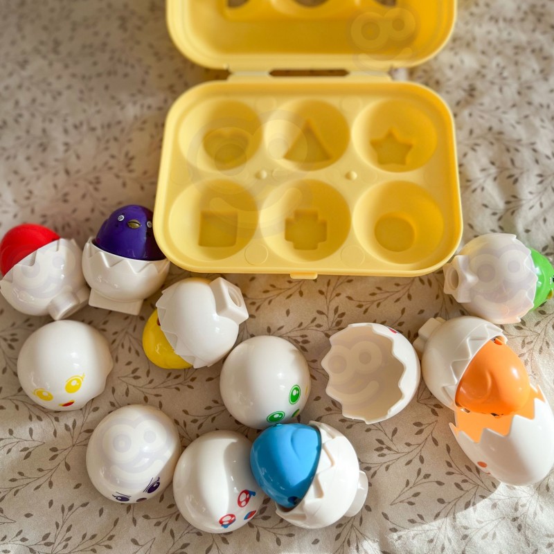 WOOPIE Układanka Sorter Montessori Dopasuj Kształty Wesołe Kurczaczki Jajka 6szt