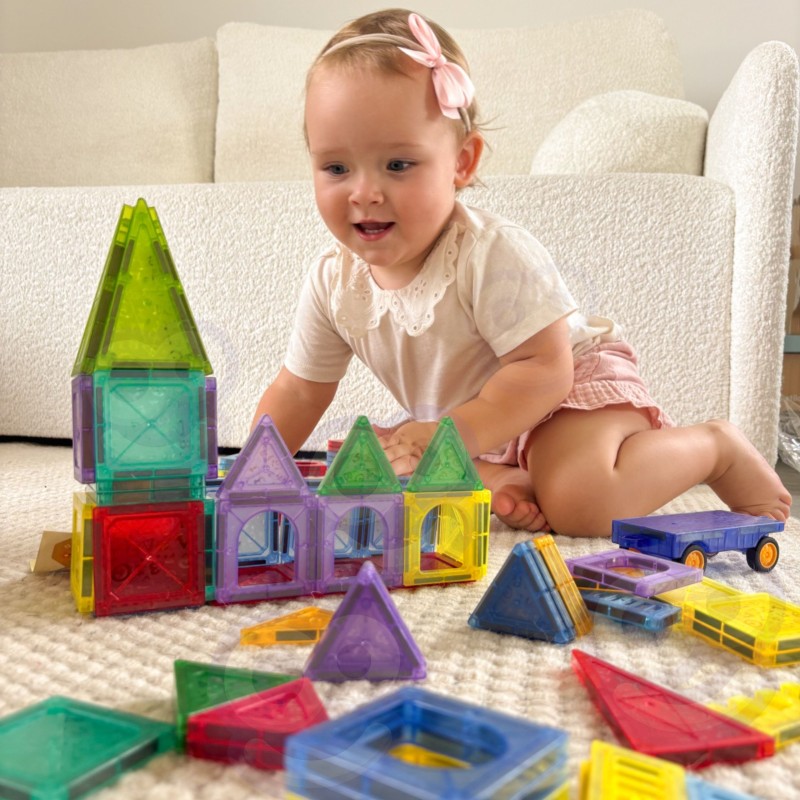 WOOPIE Klocki Magnetyczne Konstrukcyjne 3D Zestaw Edukacyjny Zamek Pojazdy110el..