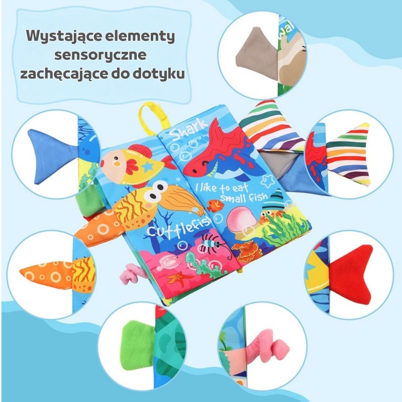 WOOPIE BABY Książeczka z Ogonkami Zwierząt Morskich Materiałowa Szeleszcząca