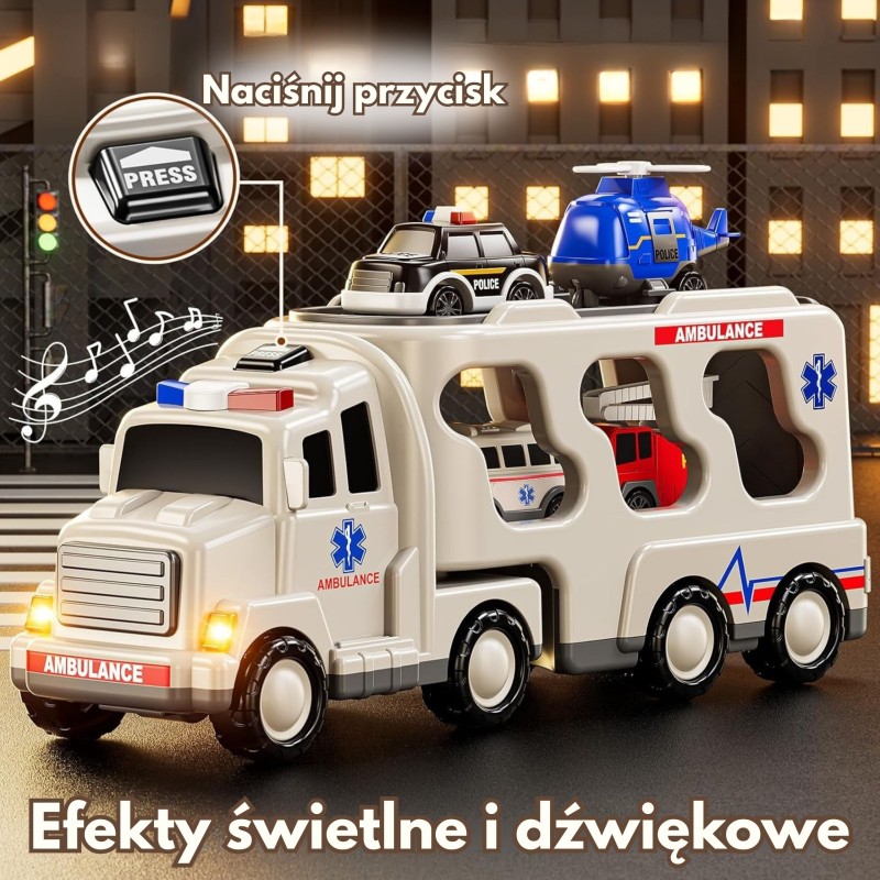 WOOPIE Laweta Drogowa zestaw 5 Aut - Ambulans