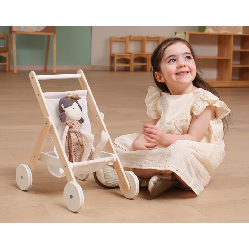 VIGA PolarB Drewniany Wózek Spacerowy Zabawka Skladany Spacerówka Dla Lalek