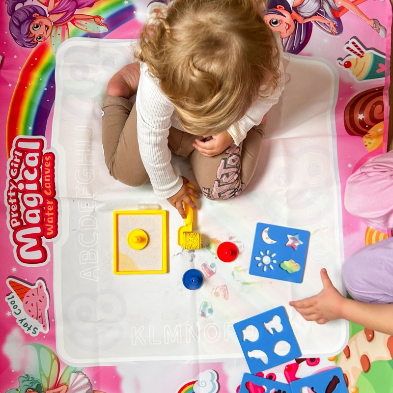 WOOPIE Mata Wodna do Malowania XXL 100x80cm Wróżki Różowa