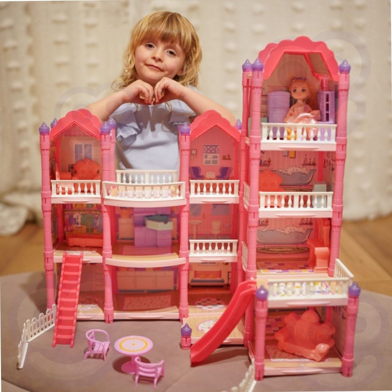 WOOPIE Domek dla Lalek Villa z Akcesoriami i Lalką Podświetlany 296el.