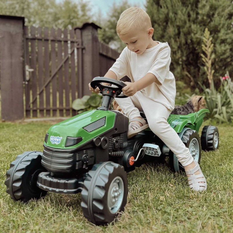 Woopie Šliapací traktor Farmer GoTrac Maxi s prívesom – Tiché kolesá a nastaviteľné sedadlo