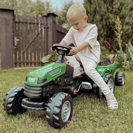 Woopie Šliapací traktor Farmer GoTrac Maxi s prívesom – Tiché kolesá a nastaviteľné sedadlo