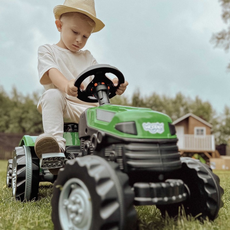 Woopie Šliapací traktor Farmer GoTrac Maxi s prívesom – Tiché kolesá a nastaviteľné sedadlo