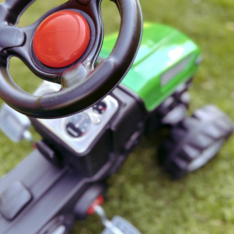 Woopie Šliapací traktor Farmer GoTrac Maxi s prívesom – Tiché kolesá a nastaviteľné sedadlo