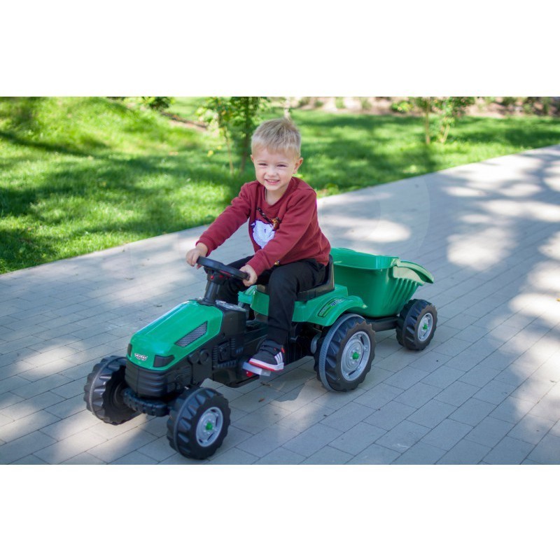 Woopie Šliapací traktor Farmer GoTrac Maxi s prívesom – Tiché kolesá a nastaviteľné sedadlo