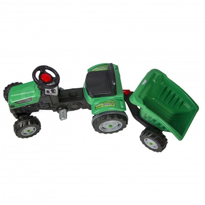 Woopie Šliapací traktor Farmer GoTrac Maxi s prívesom – Tiché kolesá a nastaviteľné sedadlo