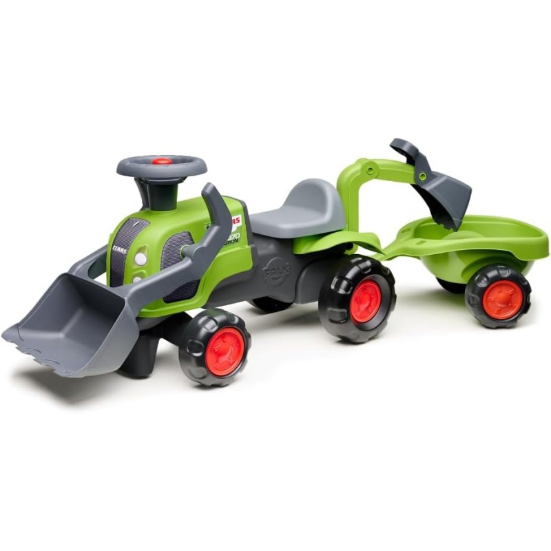Falk Detské odrážadlo Traktor Baby Claas s bagrom a vlečkou