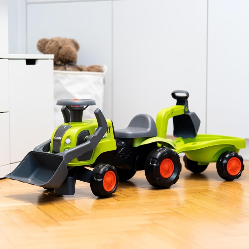 Falk Detské odrážadlo Traktor Baby Claas s bagrom a vlečkou