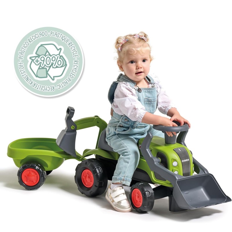 Falk Detské odrážadlo Traktor Baby Claas s bagrom a vlečkou