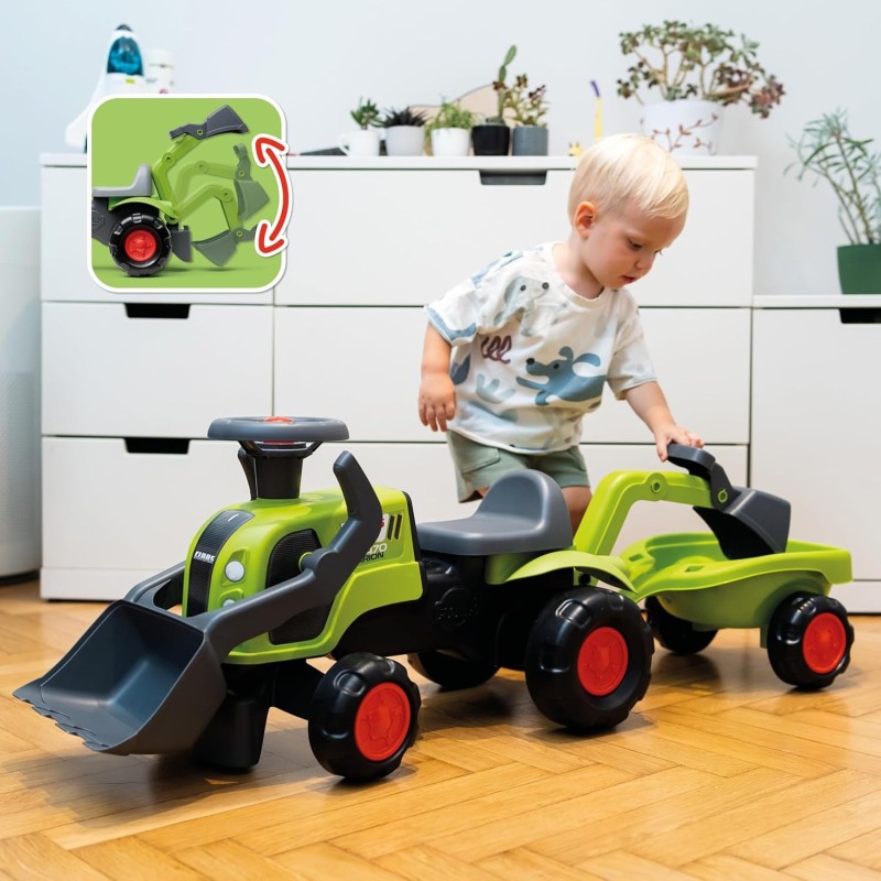 Falk Detské odrážadlo Traktor Baby Claas s bagrom a vlečkou