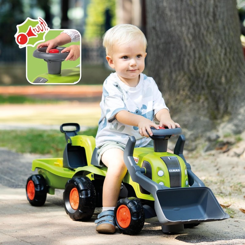 Falk Detské odrážadlo Traktor Baby Claas s bagrom a vlečkou