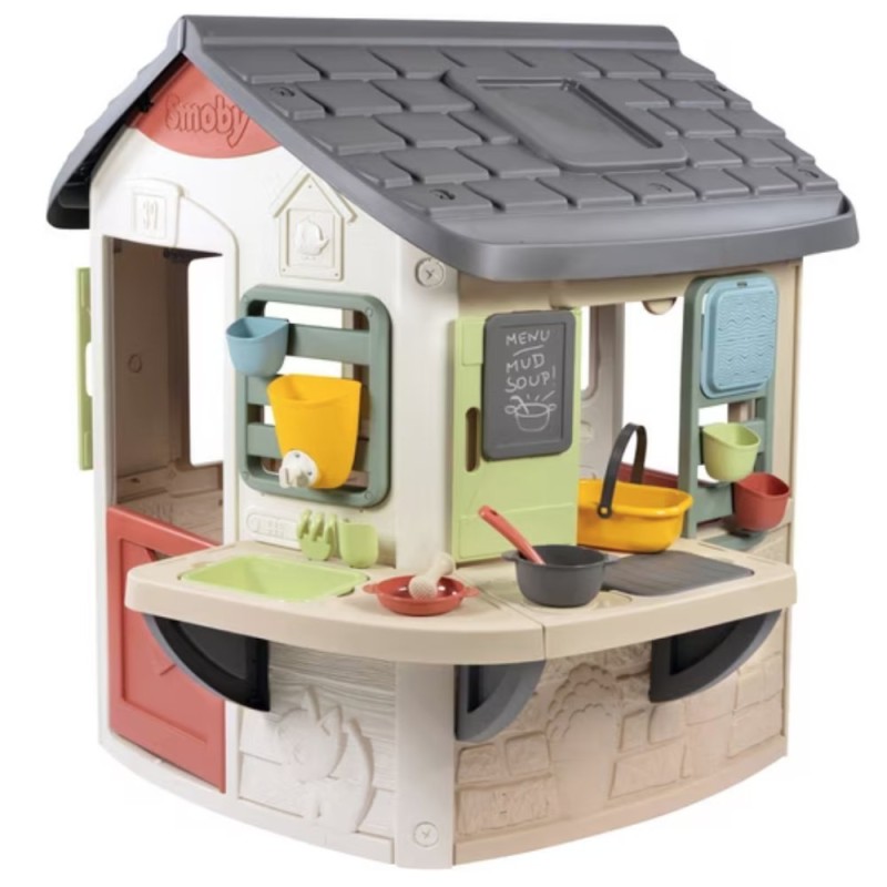 Smoby Záhradný domček s kuchynkou a 16 doplnkami