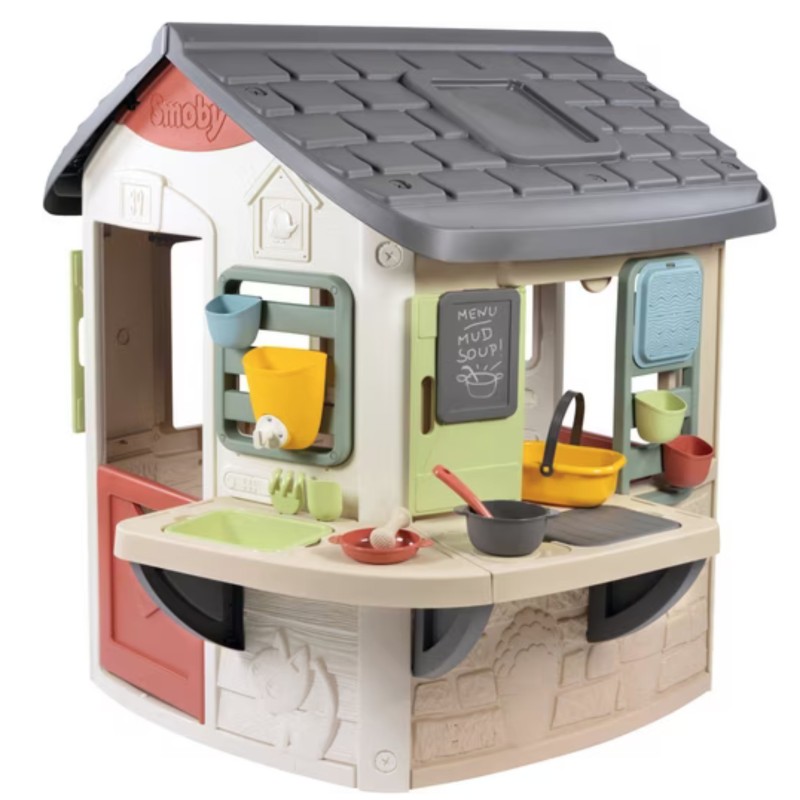 Smoby Záhradný domček s kuchynkou a 16 doplnkami