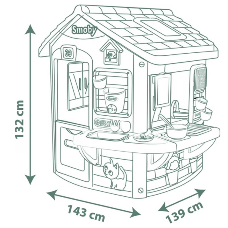 Smoby Záhradný domček s kuchynkou a 16 doplnkami