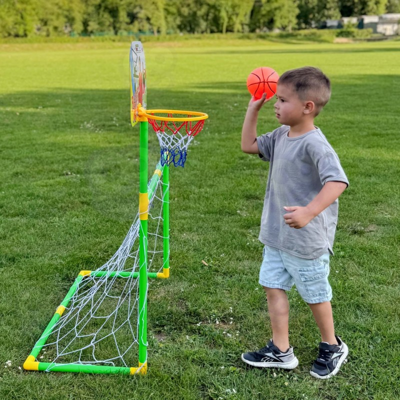 WOOPIE Zestaw 2w1 Koszykówka Bramka do Piłki Nożnej+ Piłki