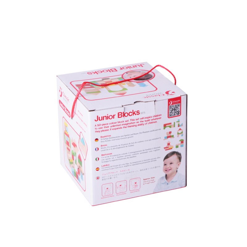 CLASSIC WORLD Klocki Drewniane Układanka Edukacyjna 50 el.