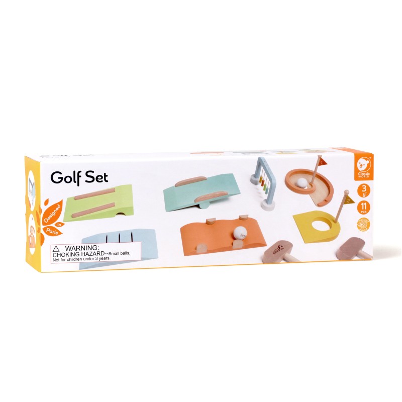CLASSIC WORLD Drewniany Zestaw do Gry w Golfa Różne Przeszkody
