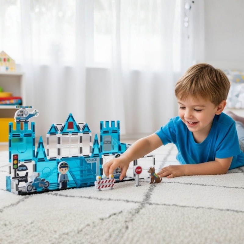 WOOPIE Klocki Magnetyczne 3D Zestaw Komisariat Policji 42el.